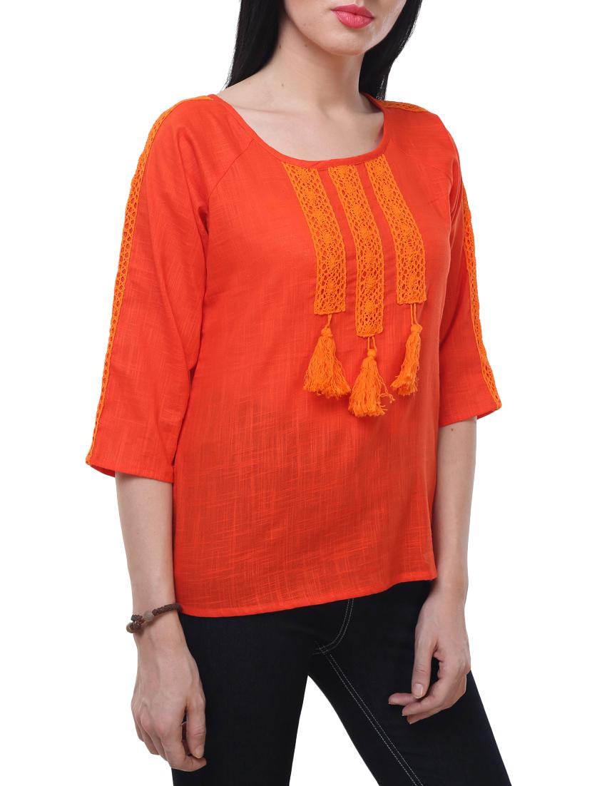 orange cotton casual top - 14228991 -  Standard Image - 1