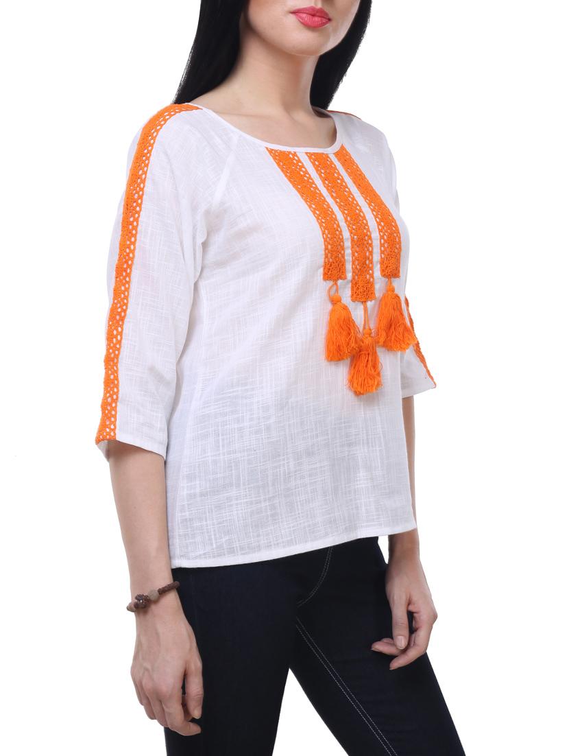 white cotton casual top - 14228994 -  Standard Image - 1
