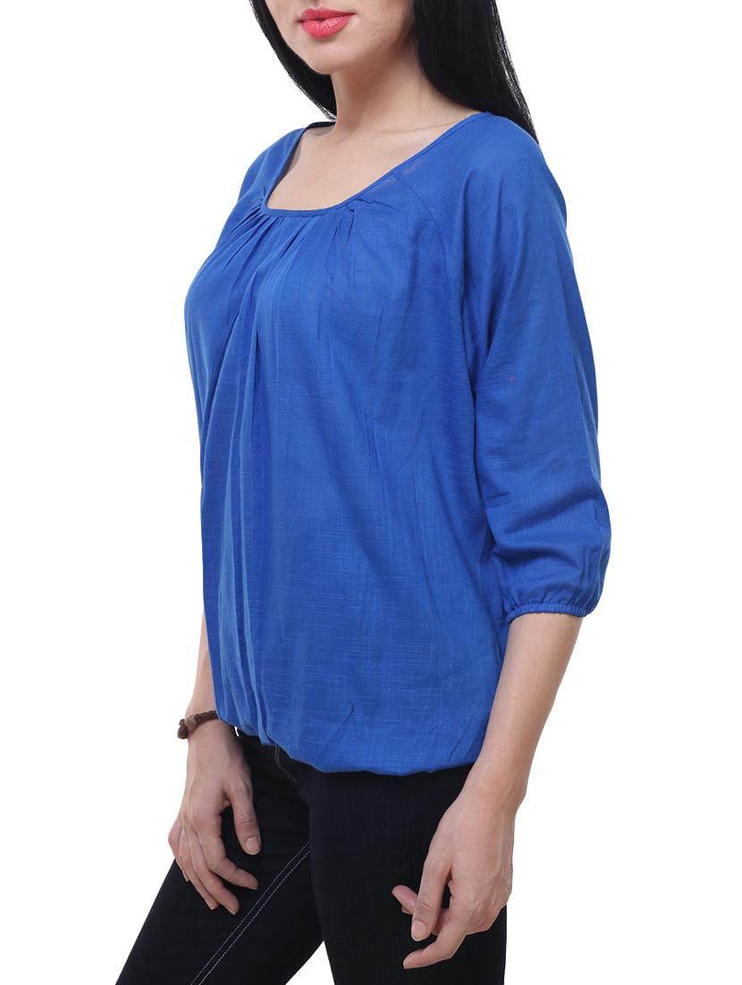 blue cotton blouson top - 14228995 - Standard Image - 1