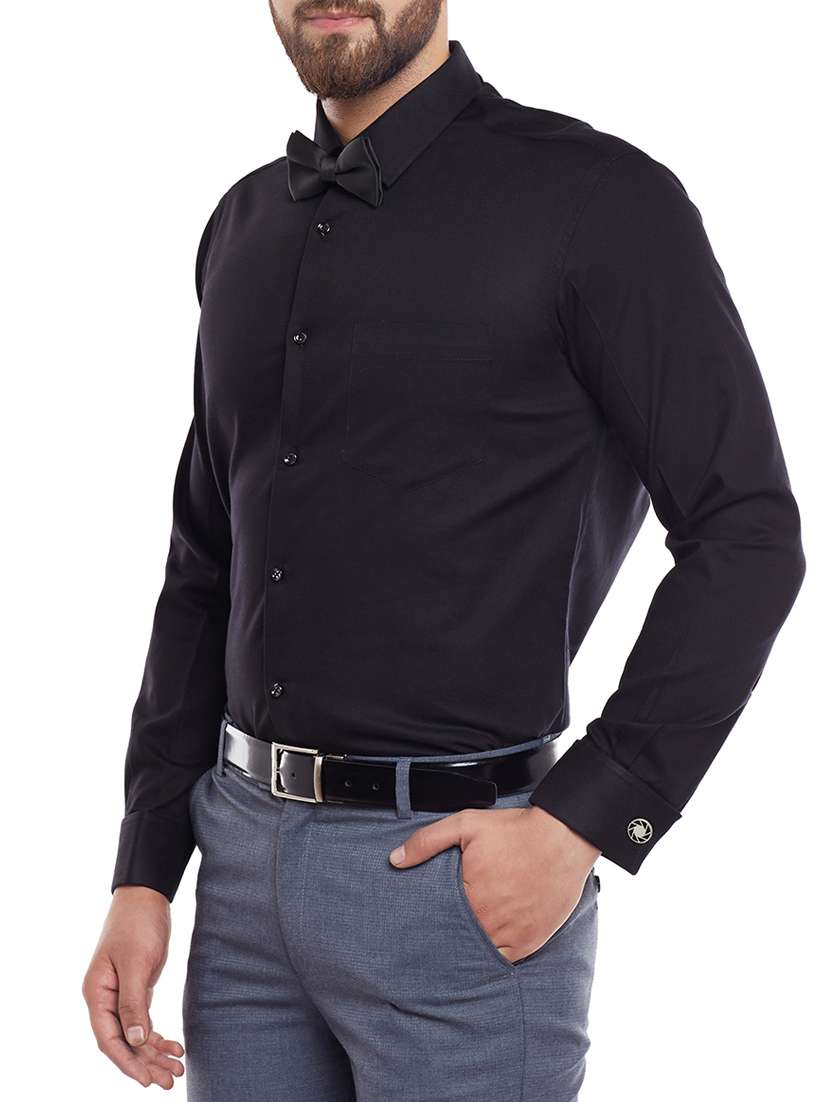 black cotton formal shirt - 14232278 -  Standard Image - 1
