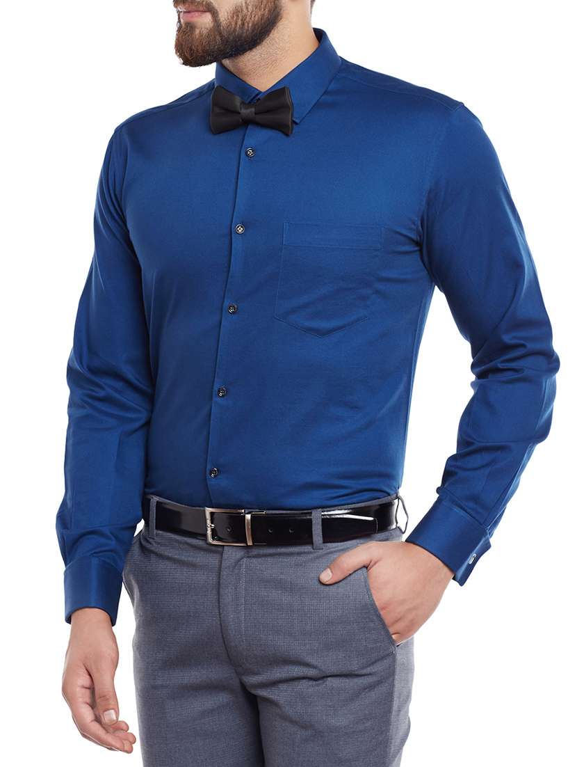 blue cotton formal shirt - 14232280 -  Standard Image - 1