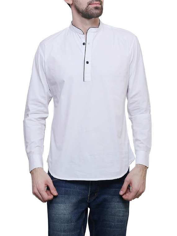 white solid short kurta
