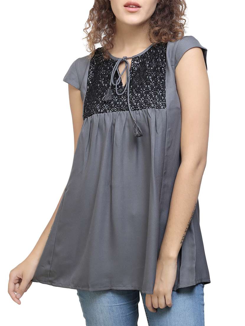 grey polyester regular top