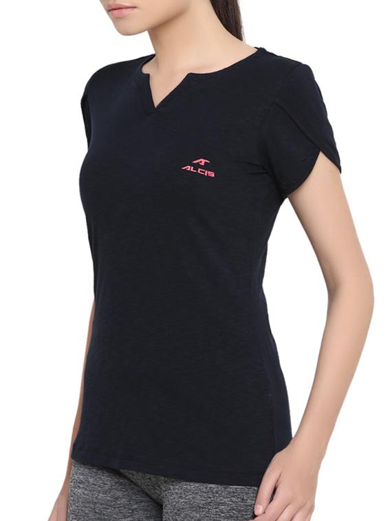black cotton casual tee - 14234115 - Standard Image - 1