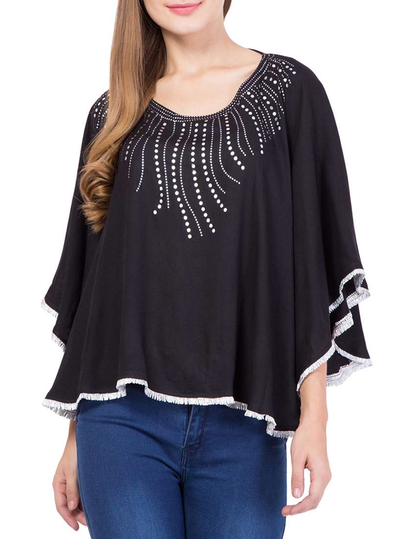 solid black rayon kaftan