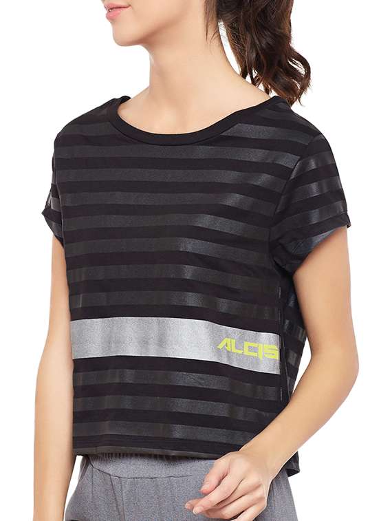 black cotton blend top - 14235016 -  Standard Image - 1