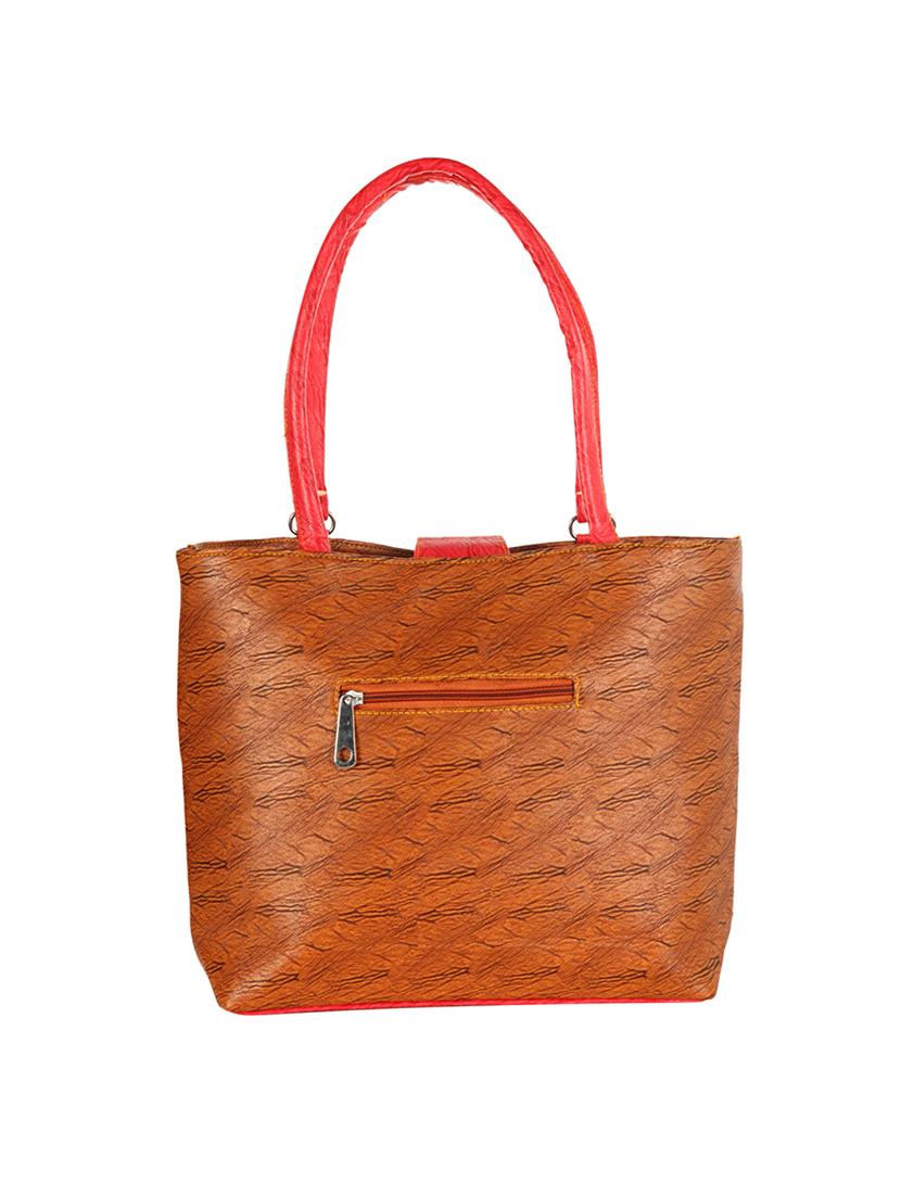 brown  leatherette  regular handbag - 14236445 -  Standard Image - 1