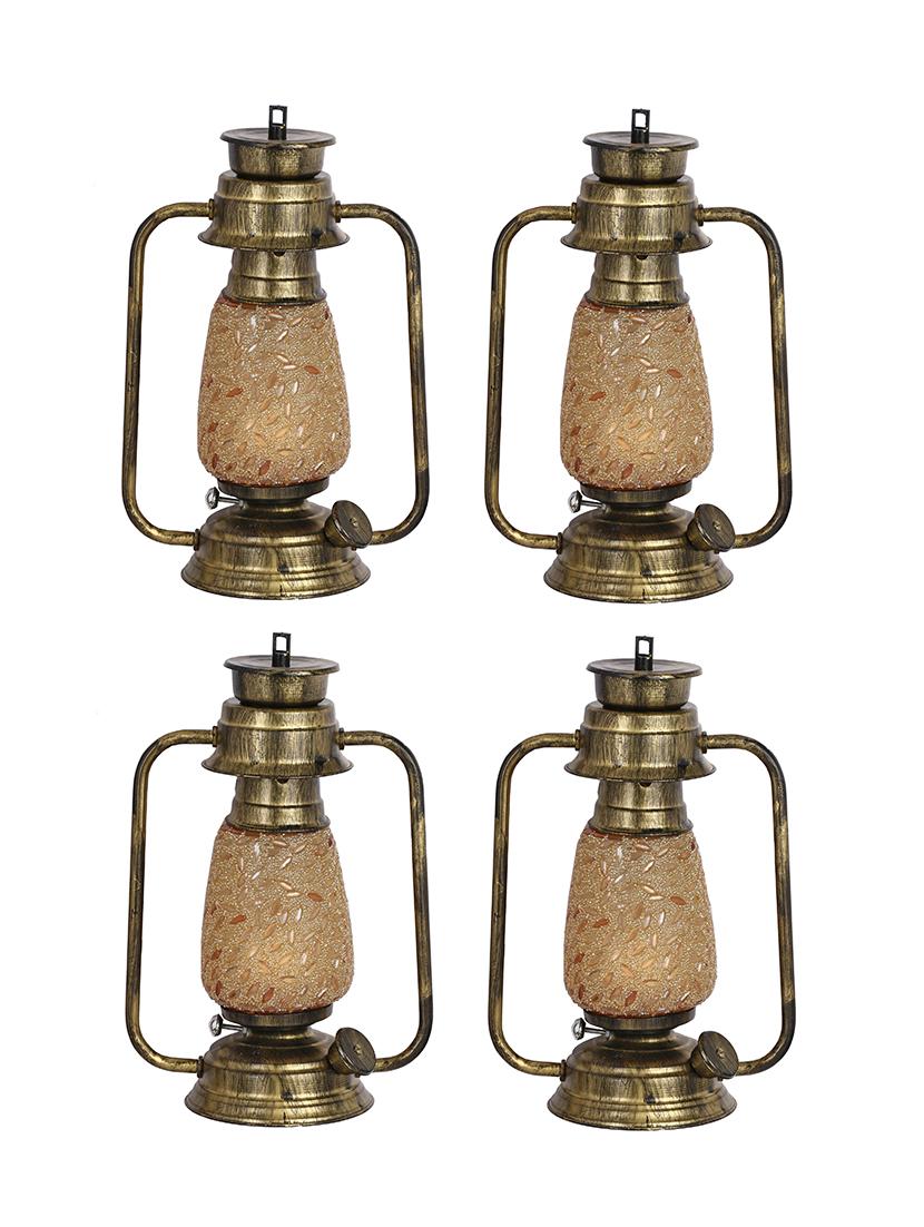 somil antique wall mount lantern lamp with glass hand decorated set of 4 - 14236539 -  Standard Image - 1