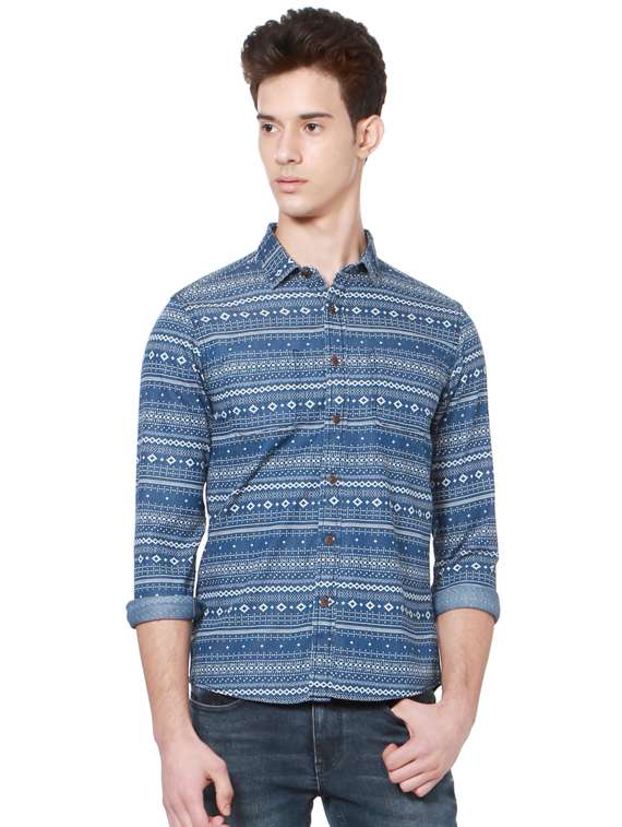 blue cotton casual shirt