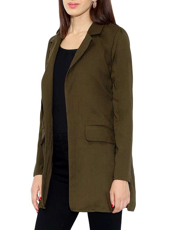 solid olive green blazer - 14241775 -  Standard Image - 1
