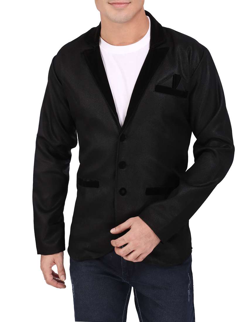 black khadi cotton casual blazer