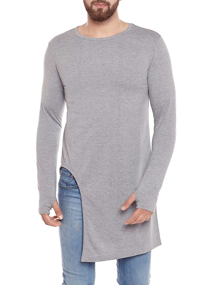grey cotton thumb hole  t-shirt