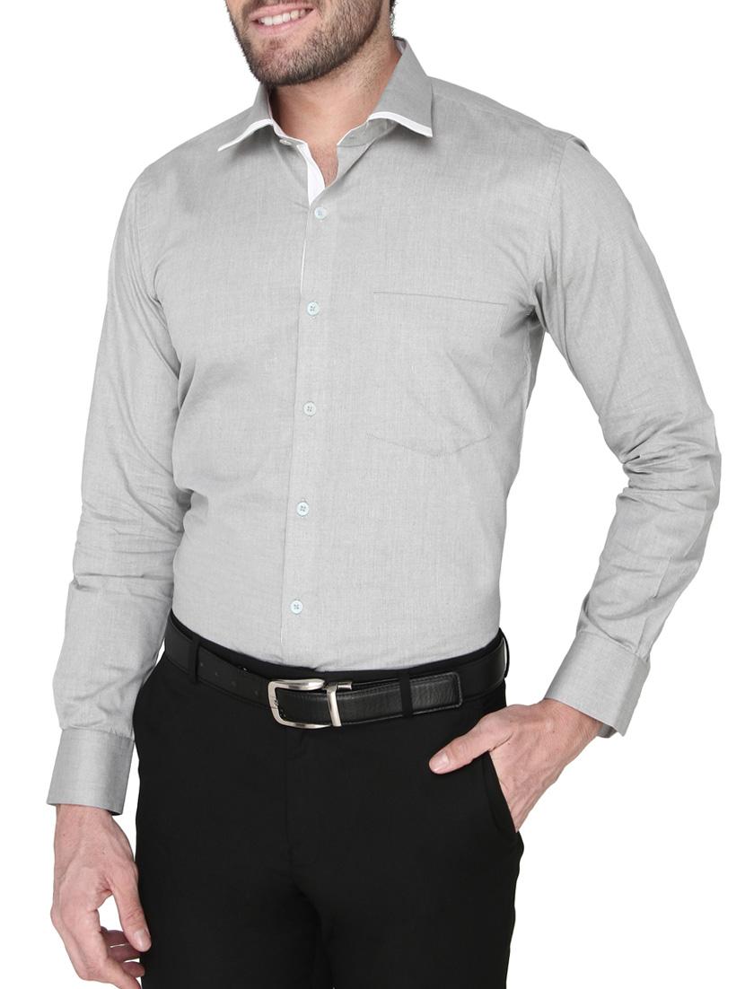grey cotton formal shirt - 14247916 - Standard Image - 1