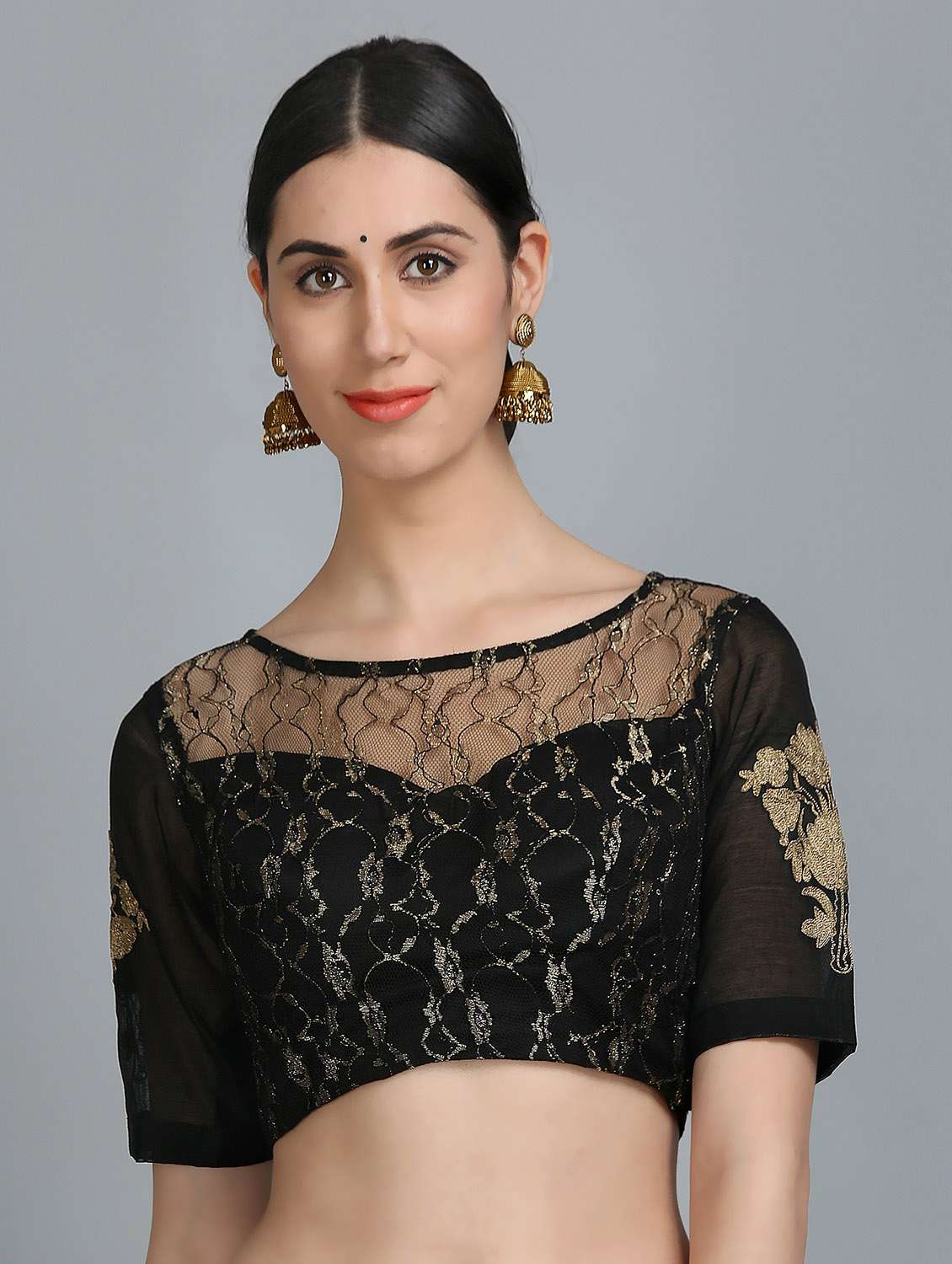 kaanchie nanggia black embroidered stitched blouse