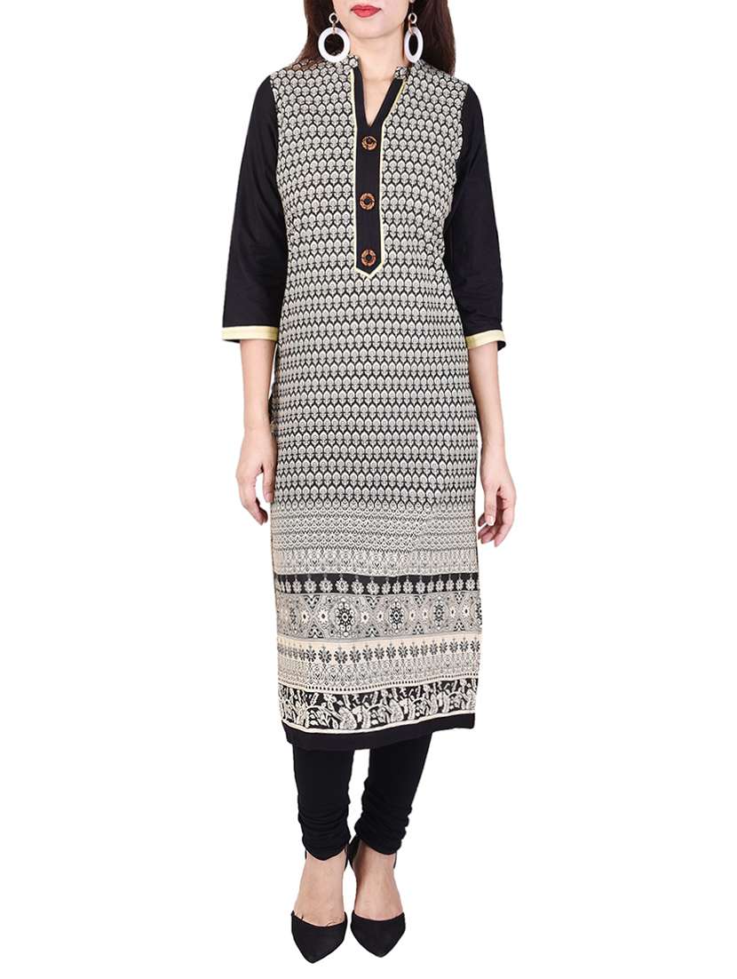 black cotton straight kurta
