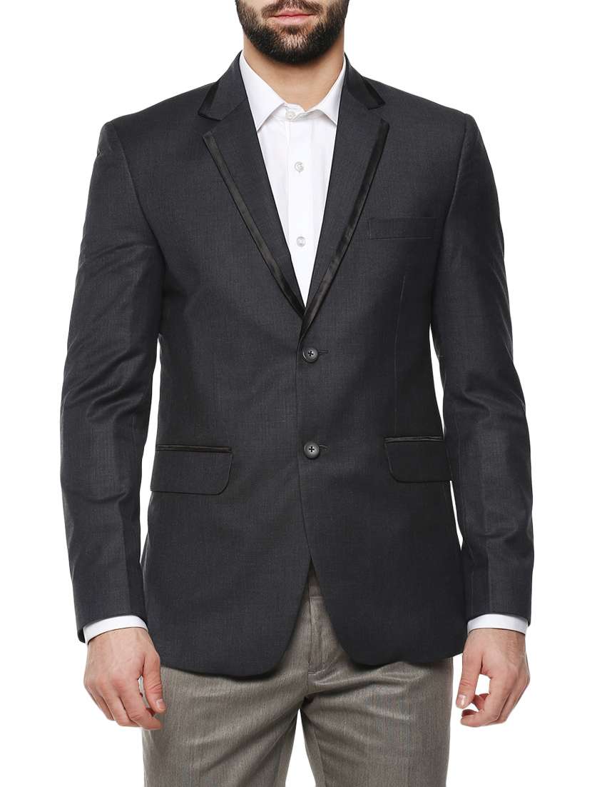 grey polyester formal blazer