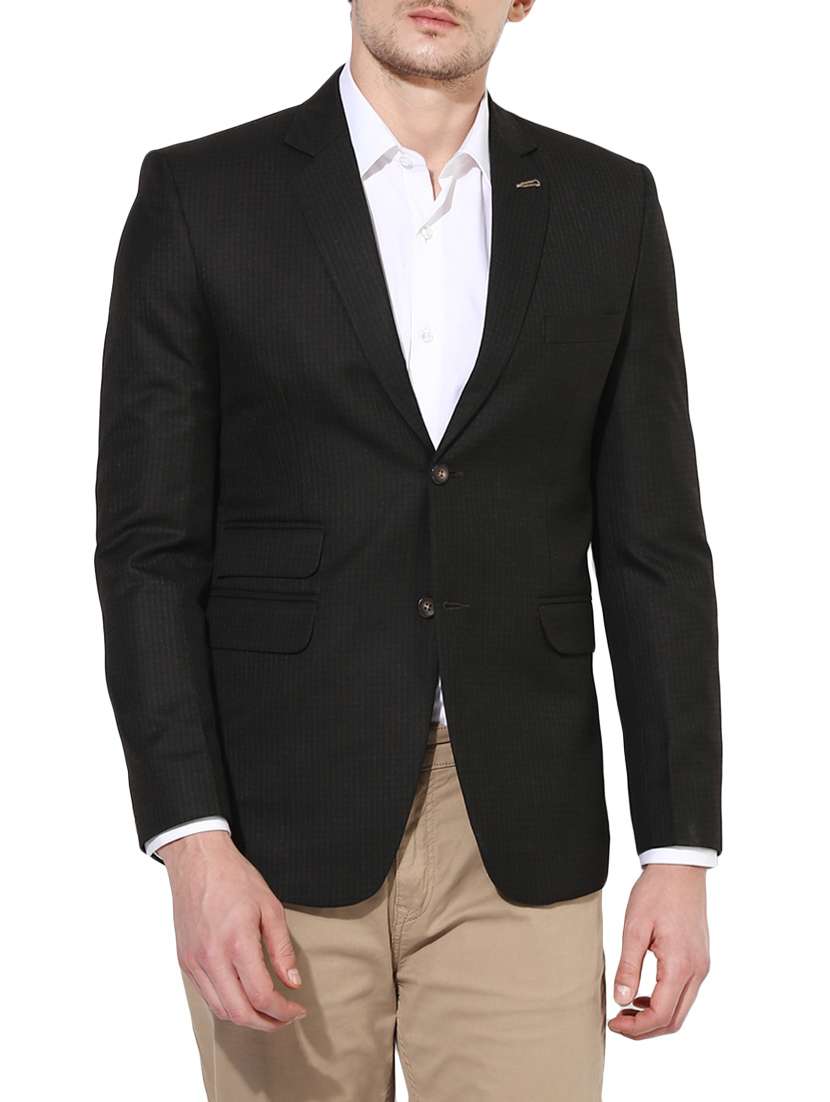brown polyester formal blazer