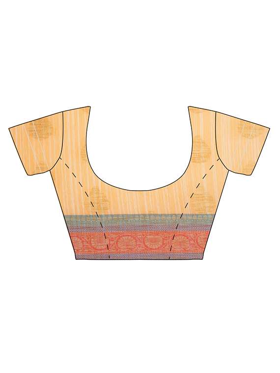 contrast floral border woven saree with blouse - 14255842 -  Standard Image - 1