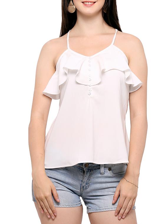 women's ruffle shoulder strap top - 14265772 -  Zoom Image - 0