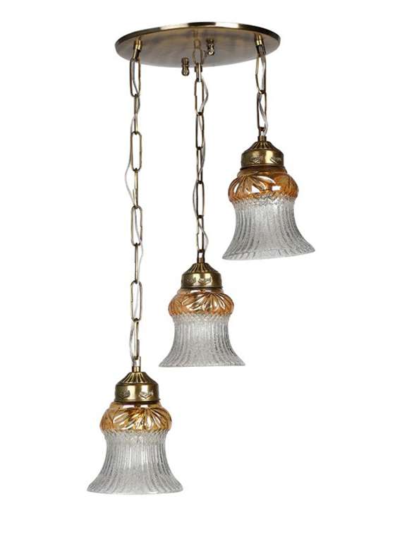 fos lighting triple lustrous antique brass hanging light