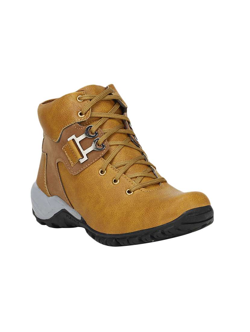 tan leatherette low ankle boot