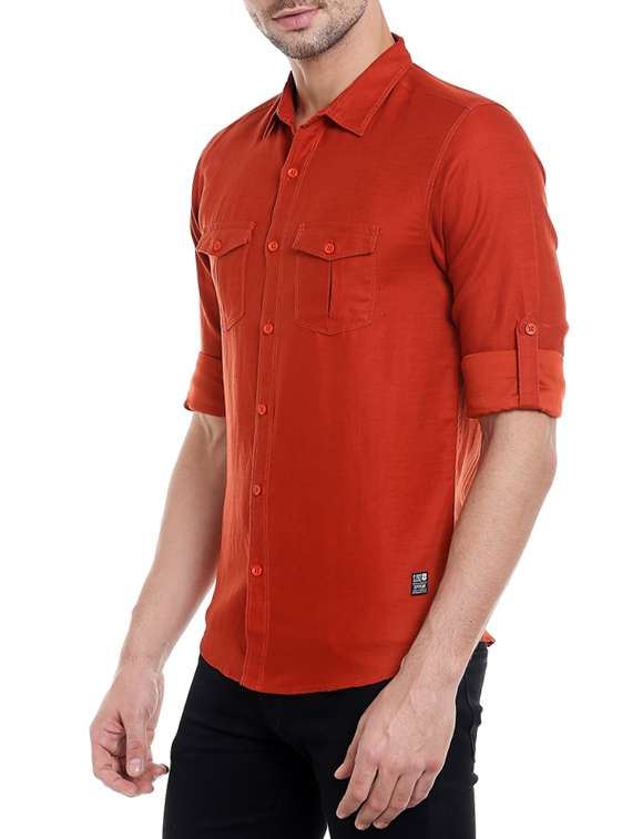red cotton casual shirt - 14321521 - Standard Image - 1