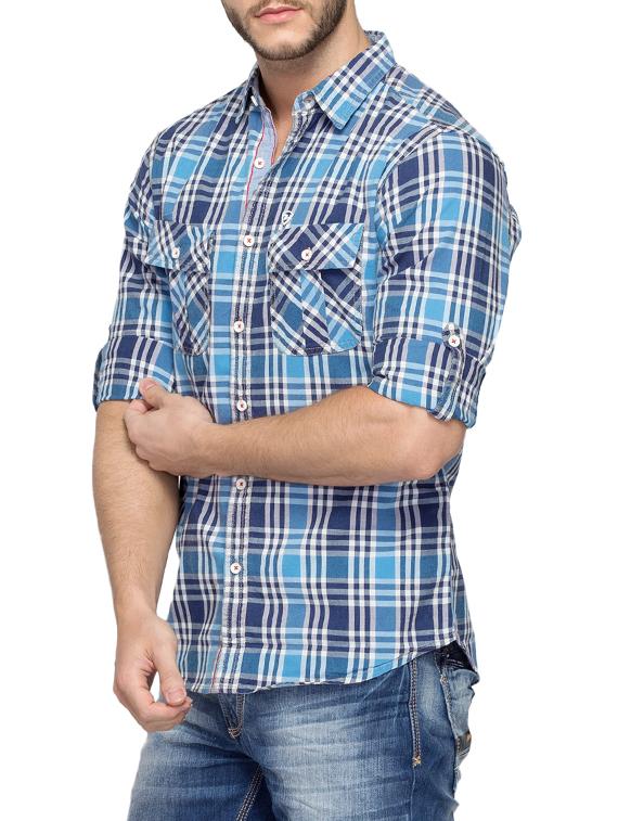 blue cotton casual shirt - 14321545 -  Standard Image - 1