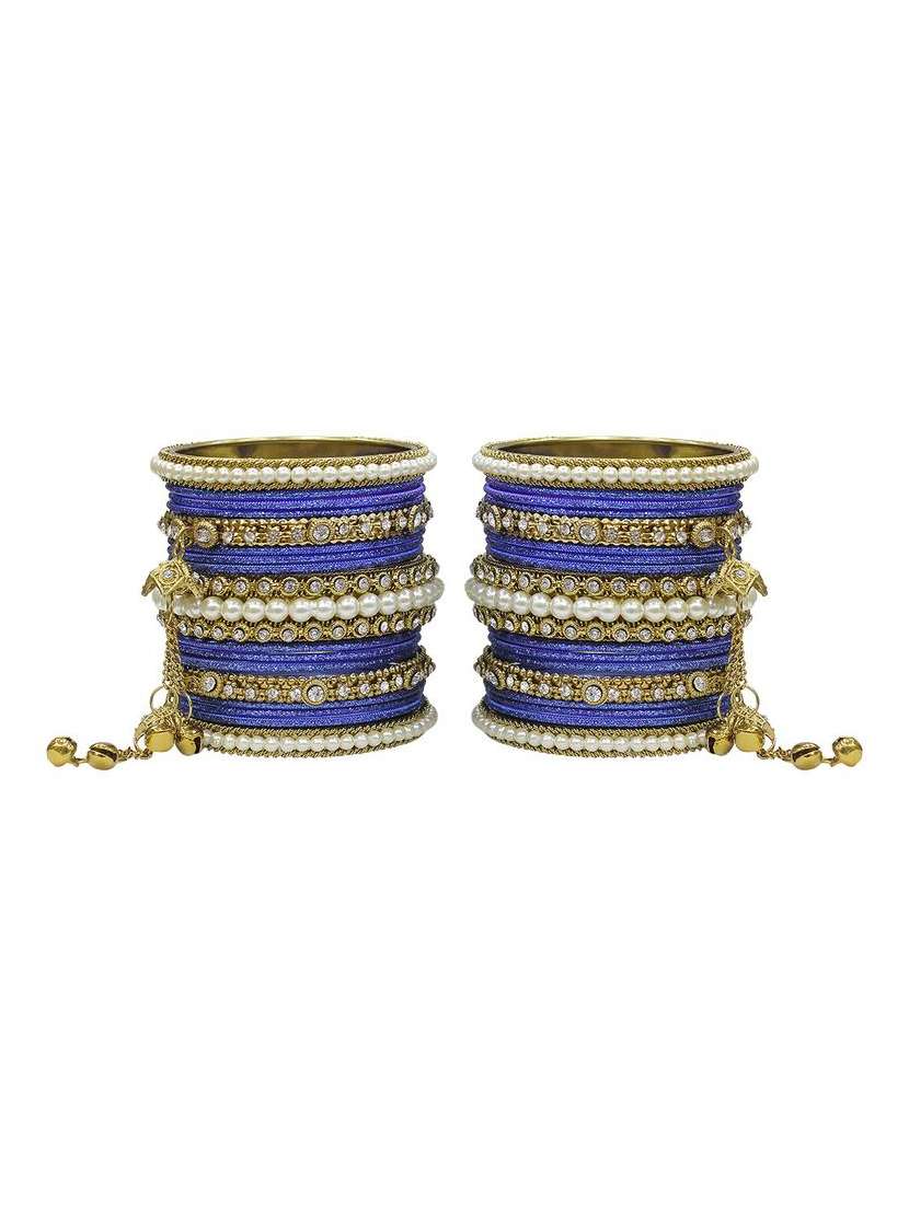 blue  gold tone bangle