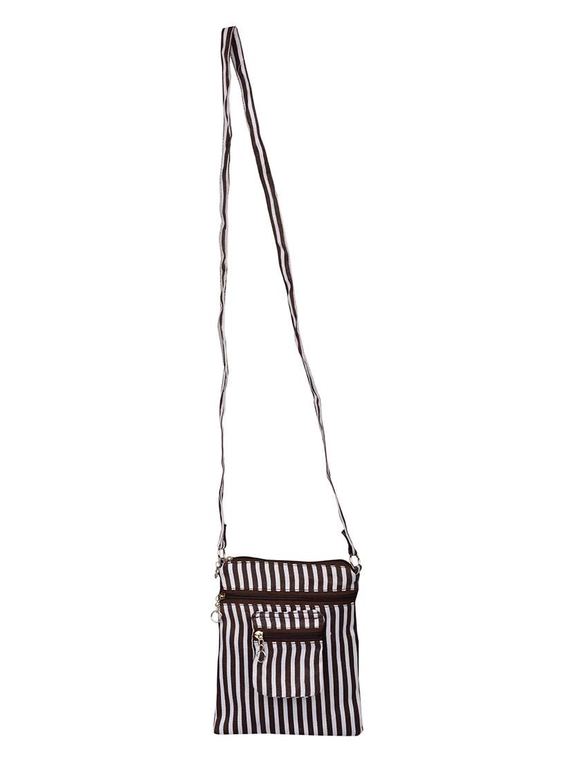 brown striped regular sling bag - 14326450 - Standard Image - 4