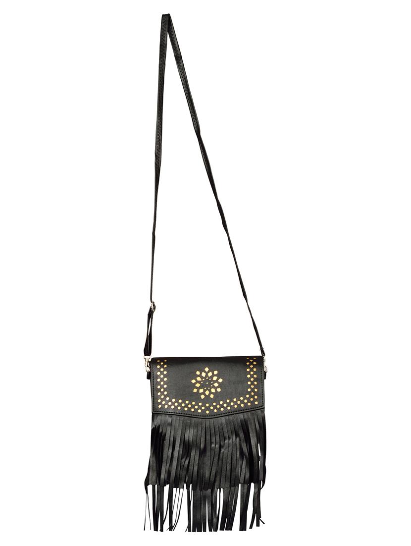 black leatherette regular sling bag - 14326460 - Standard Image - 4