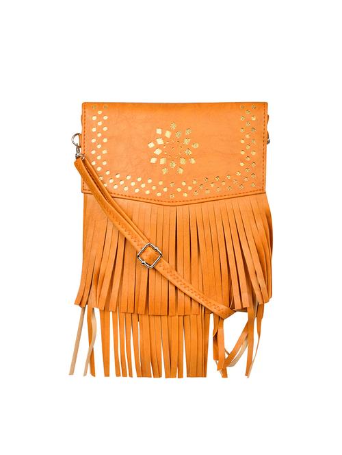 tan textured regular sling bag - 14326463 -  Standard Image - 0