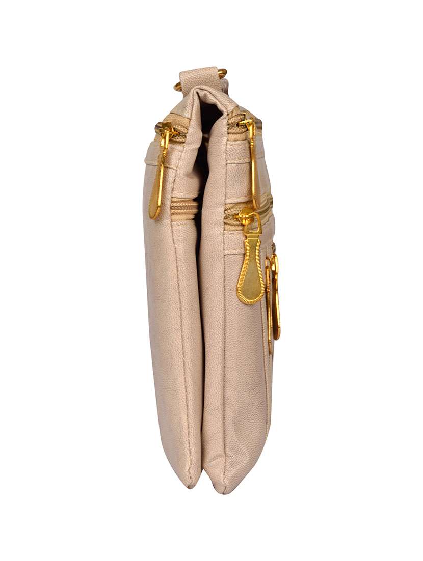 beige leatherette regular sling bag - 14326464 - Standard Image - 4