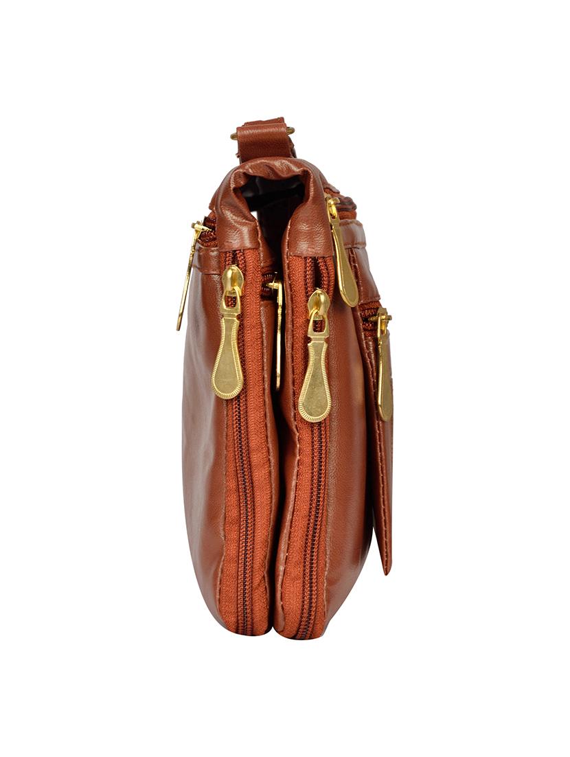 brown leatherette regular sling bag - 14326468 - Standard Image - 4