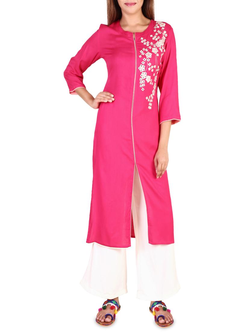 pink rayon a-line kurta