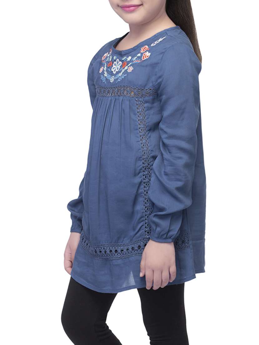 blue viscose top - 14328321 - Standard Image - 1