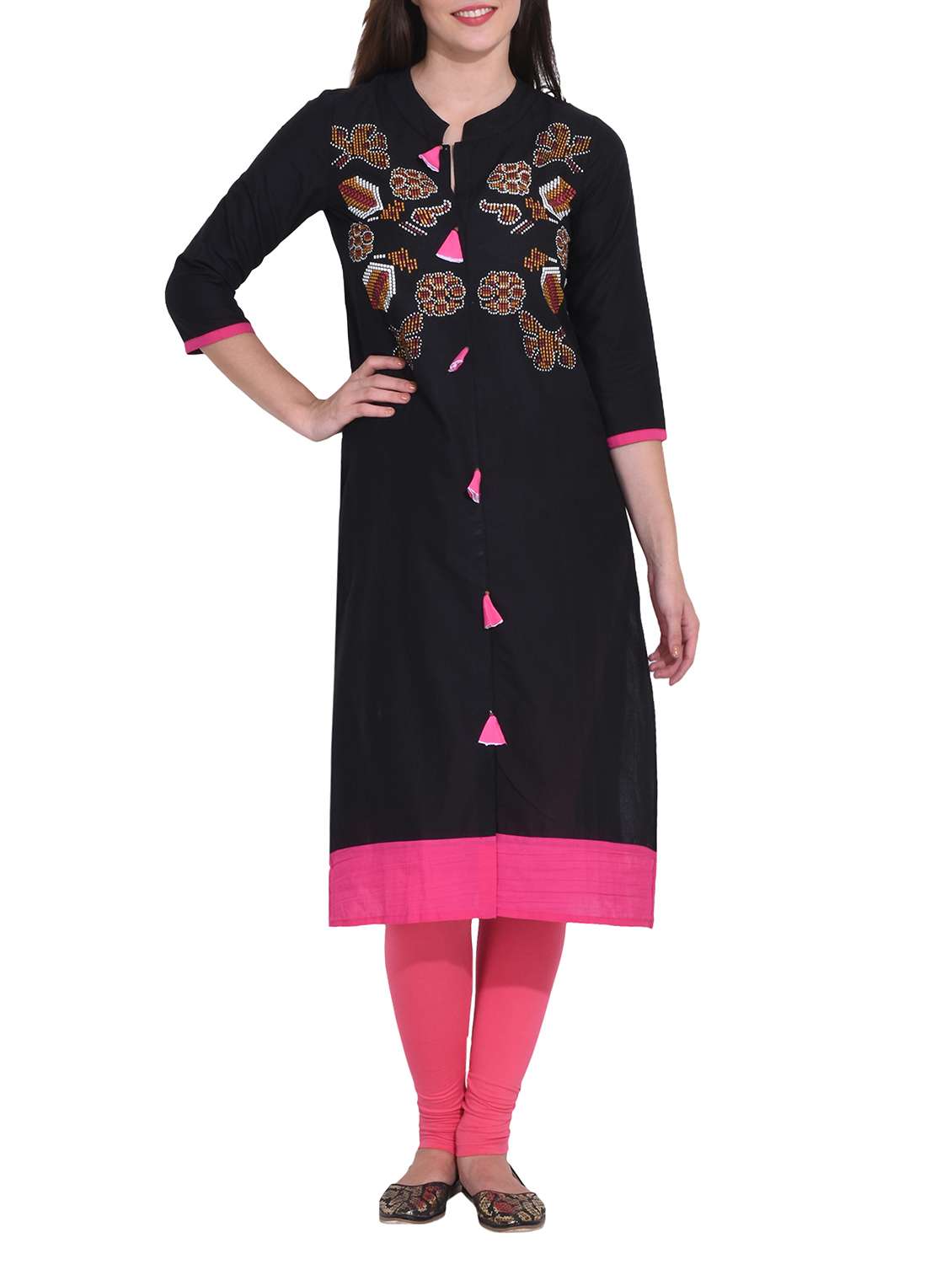 black cotton straight kurta