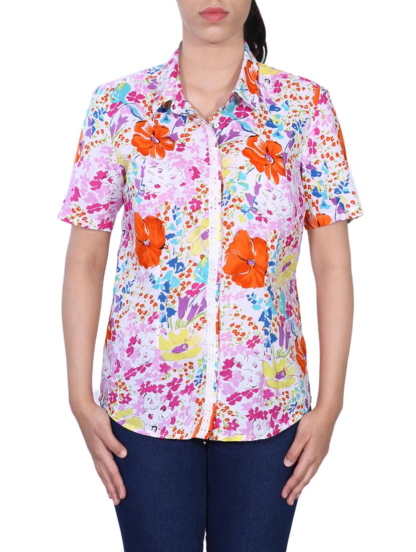 pink printed cotton shirt