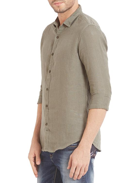 brown linen casual shirt - 14332074 -  Standard Image - 1