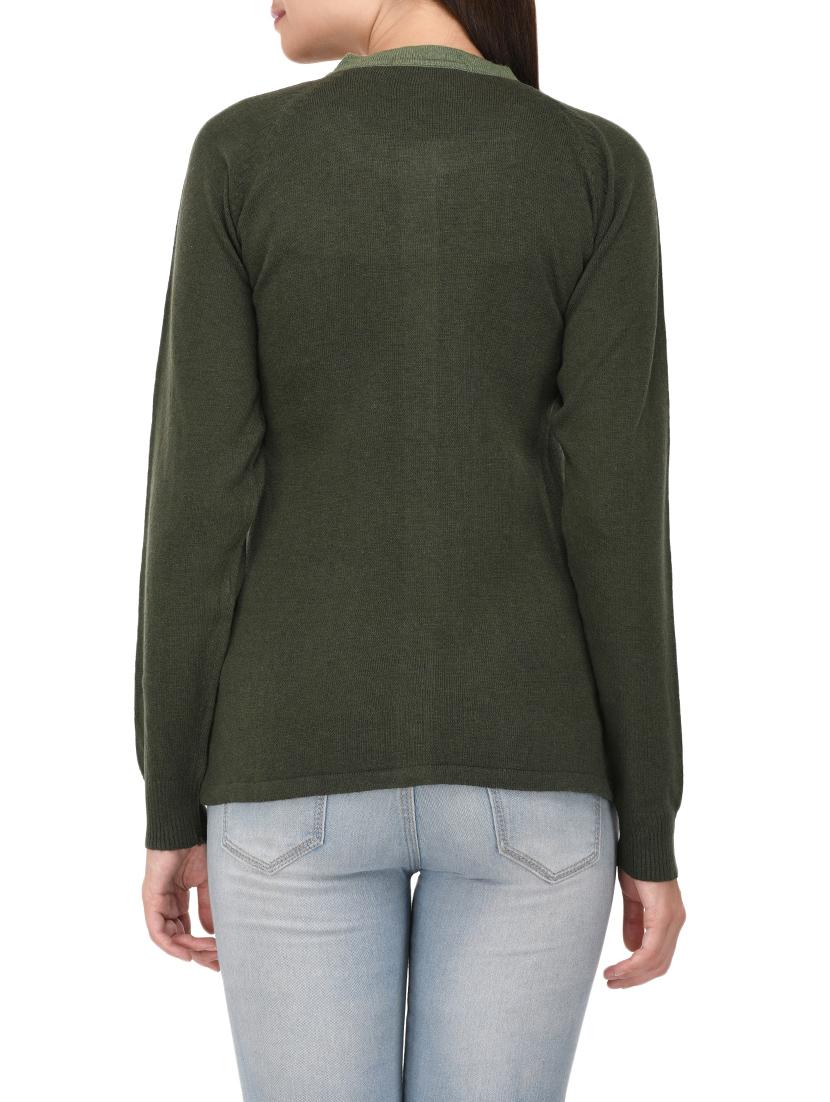 olive green woollen cardigan - 14335868 -  Standard Image - 1