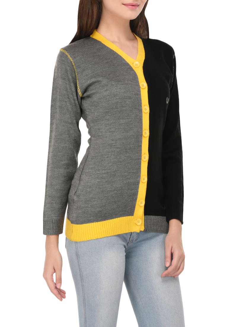 color block woollen cardigan - 14335884 -  Standard Image - 1