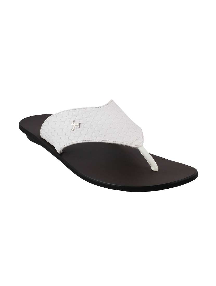 white leather toe separator slipper