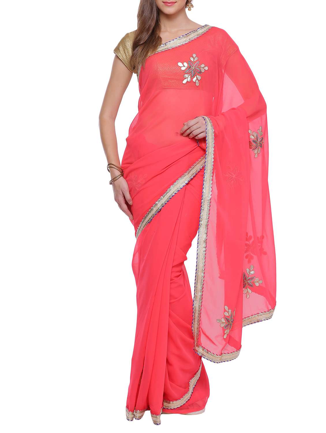 women's embroidered saree with blouse