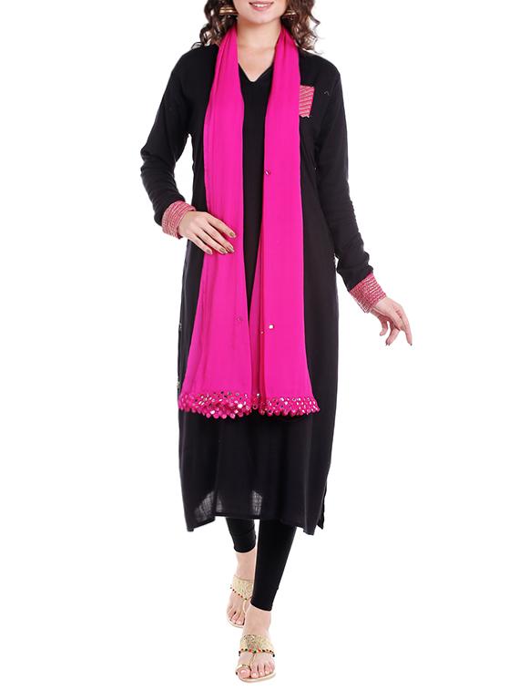 Pink Chiffon Plain Dupatta - By
