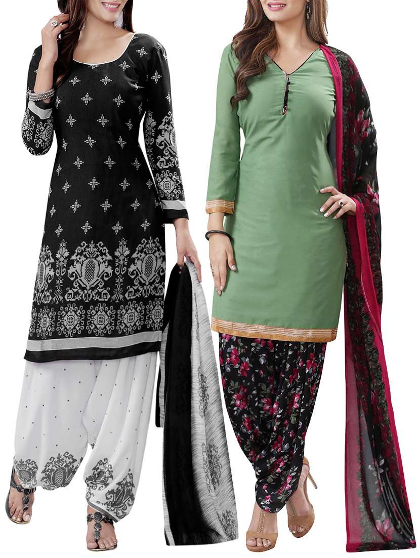 set of 2 multicolored combos dress material