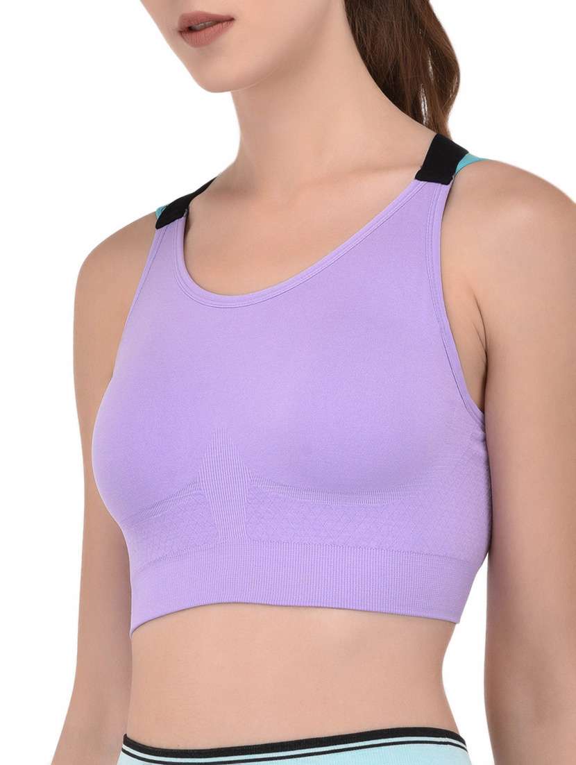 purple nylon sports bra - 14349056 - Standard Image - 1
