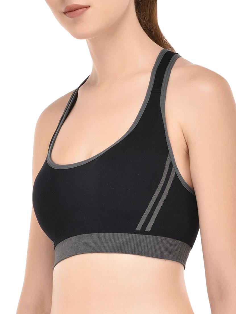 black cotton sports bra - 14349081 -  Standard Image - 1
