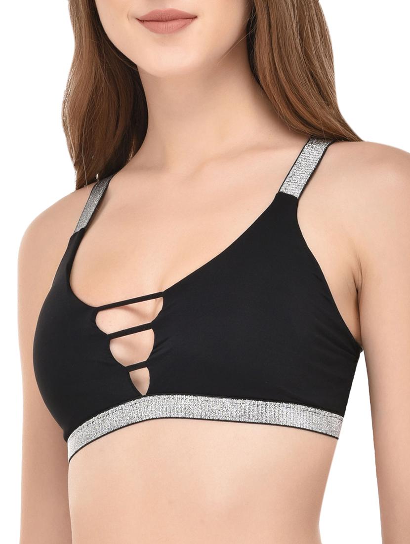 black cotton sports bra - 14349087 -  Standard Image - 1