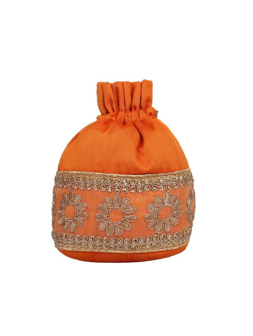 orange silk ethnic potli - 14349316 - Standard Image - 1