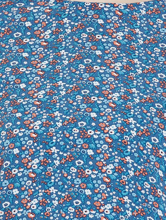 blue floral printed viscose a-line dress - 14349896 - Standard Image - 4