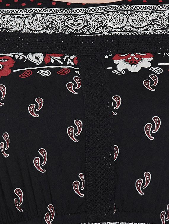 black printed viscose a-line dress - 14349900 - Standard Image - 4